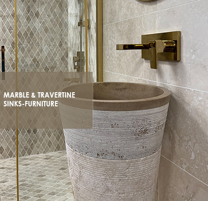 Travertine sink Noce