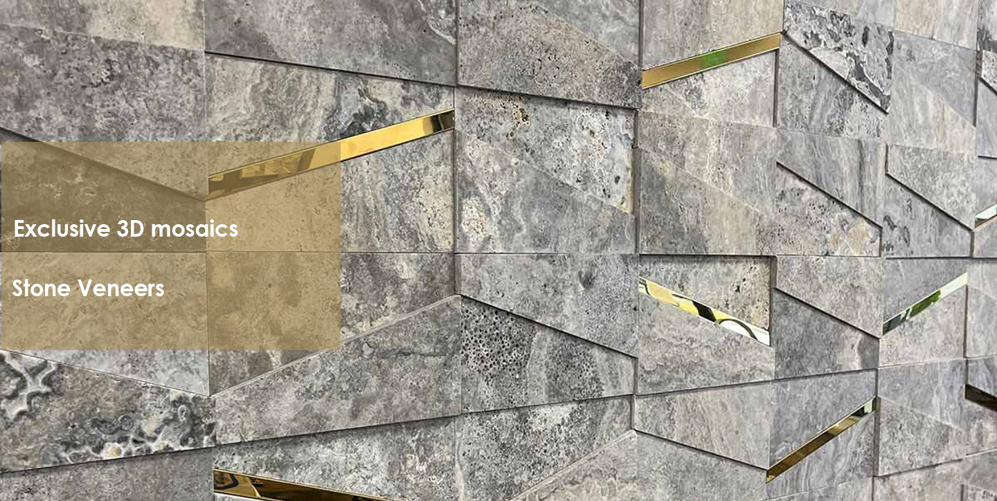 Wall stone cladding silver travertine muss 3D